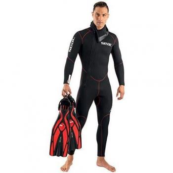 Seac Resort Man 5.0 - Traje de neopreno de 5 mm, con cremallera frontal y capucha para hombre, color negro, talla 3XL