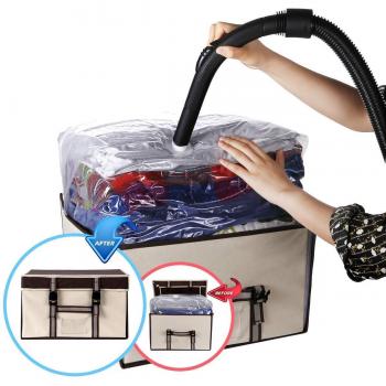 Bolsa al Vacío con Caja de Almacenamiento , ISENPENK Reutilizables Caja de Almacenaje con Hebillas Bolsas al Vacío Protector para para Edredones, Colchas, Mantas,Ropa, Ropa de Cama , Ahorro Espacio