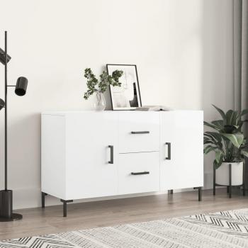 Aparador de madera de ingeniería 100x36x60 cm, mueble de almacenaje de salón, buffet para salón, armario auxiliar, armario de almacenamiento en color blanco brillante
