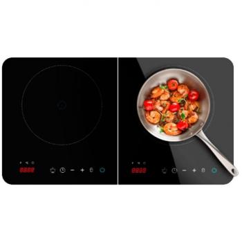 Cecotec Full Crystal Double - Placa de Inducción Portátil, Control Táctil, 2 Zonas de Cocción, 3500W