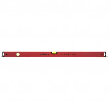 Nivel de burbuja PRO600 100cm con perfil ergonómico y tapones antichoque - Color Rojo