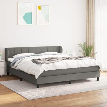 Cama box spring suave con colchón de tela gris oscuro 160x200 cm