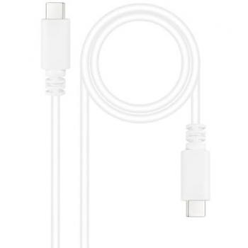Cable USB 2.0 NANOCABLE 10.01.2301-L150-W, Tipo C Macho-Macho, 1.5 metros, Color Blanco, hasta 3 Amperios de Carga