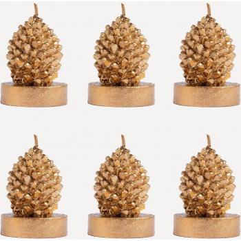 Conjunto de 6 mini velas en forma de piña para decorar en Navidad