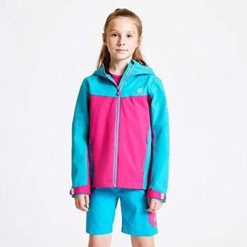 Dare2B In The Lead-Chaqueta Elástica, Impermeable Y Transpirable con Costuras Selladas, Capucha Enrollable Y Detalles Reflectantes Jackets Waterproof Shell, Niñas, Aqua/Active Pink, 14 Yr