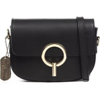 Bolso bandolera de mujer Firenze Artegiani Arpino, piel auténtica Ruga, fabricado en Italia, dimensiones 18x7x13 cm