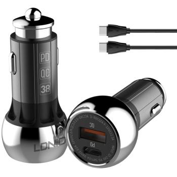 Cargador USB Dual PD LDNIO C1 para coche, 38W, carga rápida QC3.0, tipo C y USB, compatible con smartphone y tablet