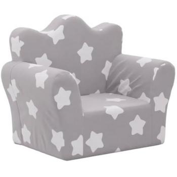 Sofá para Niños de Felpa Suave Gris Claro con Estrellas