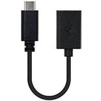 Nanocable 10.01.2400 - Cable USB-C OTG 3A, Conexión Tipo C Macho a USB Hembra, USB 2.0, Longitud de 15cm, Color Negro
