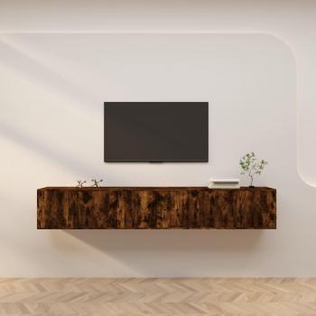 Mueble TV de pared 3 piezas Roble ahumado 80x34,5x40 cm