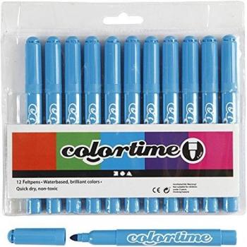 Marcadores Jumbo Coloridos, 5 mm, Color Azul Claro, 12 Piezas, Secado Rápido y Capuchones Ventilados