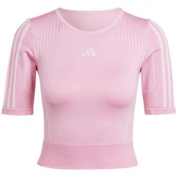 Camiseta de fitness adidas essentials rosa mujer sml, camiseta adidas Aeroknit manga corta rosa claro mujer L