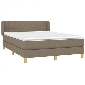 Cama Box Spring con Colchón Tapizado de Tela Gris Taupe 140x190 cm