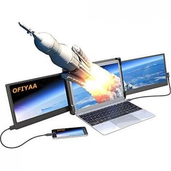 OFIYAA P2 12'' Monitor Portátil Monitor Ordenador 1080P FHD IPS USB-A/Type-C/HDMI Plug & Play 4 Altavoces