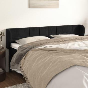 Cabecero de terciopelo negro 183x23x78/88 cm vidaXL - Negro