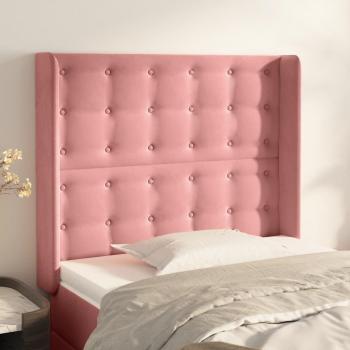 Cabecero con orejas de terciopelo rosa 103x16x118/128 cm