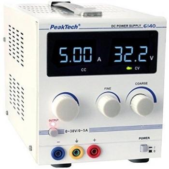 Fuente de Alimentación de Laboratorio PEAKTECH 6140 - 0 a 30 V, 0 a 5 A, Estabilizada