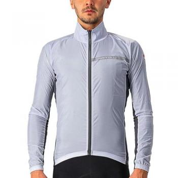 Chaqueta Cortavientos Ligera Castelli Squadra Stretch Gris Plateado/Gris Oscuro - Talla L Hombre