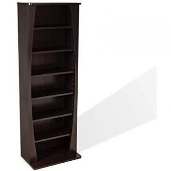 Atlantic Canoe Curved Multimedia Cabinet - Holds 231Cds, 115Dvds or 140 Blu-ray/Games, Adjustable Shelves, PN22535717 In Espresso
