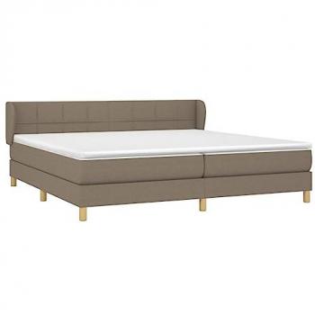Cama Box Spring con Colchón Tapizado de Tela Gris Taupe 200x200 cm