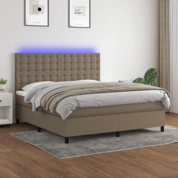Cama blanda con colchón y luces LED Tortera 160x200 cm Tela Gris Topo