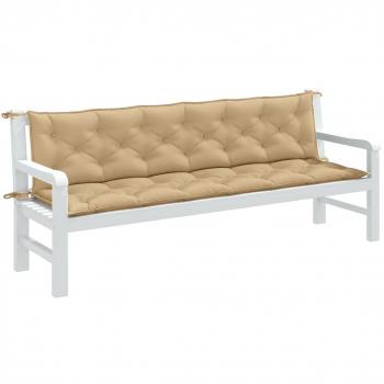 Cojines de Banco de Jardín 2 Piezas Tela Beige Melange 200x50x7 cm