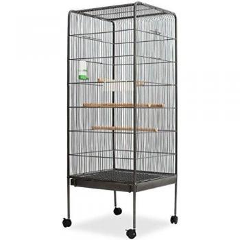 vidaXL Jaula para Pájaros 54x54x146 cm Techo Acero Negro Pajarera Armazón Caja