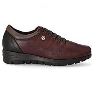 PITILLOS - 2302BIS Burdeos - Zapato Blucher de Piel, con cuña Baja, cordón elástico, Suela de Goma, para: Mujer Color: Burdeos Talla:37