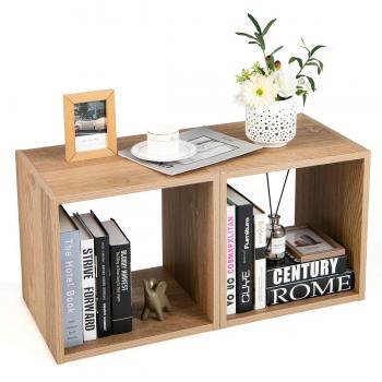 Natural Wood Stackable Storage Cube Organizer (2-Pack)