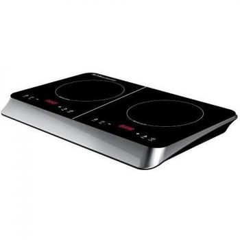 Ardes AR1F602 KOOKIE Duo Cocina de inducción eléctrica 2 zonas de cocción Pantalla digital con temporizador Temperatura de potencia 2000 + 1500 Watt Color Negro, Acero