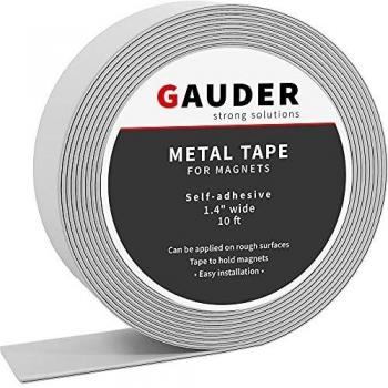 GAUDER Cinta Metálica Autoadhesiva | Cinta de Acero para Imanes | Tira Metalica de Acero