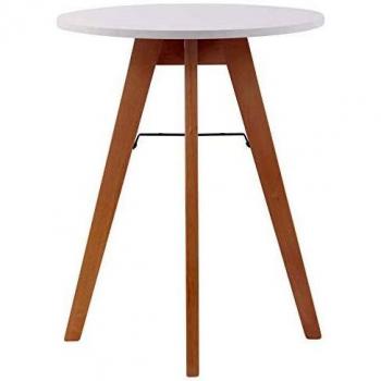 Mesa Auxiliar Viktor 60 cm - Mesa de Centro Redonda, Mesita de Café con Tablero MDF, Mesa Redonda Moderna, Mesa Auxiliar Blanca