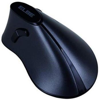 Elbe RT-102 - Ratón inalámbrico Vertical ergonómico, diseño para relajar muñeca y antebrazo Durante Uso, Compartimento para Guardar receptir Nano usbo, 800dpi, Negro