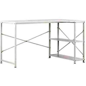 vidaXL Mesa Escritorio Ordenador Estantería en L Esquinera Diseño Moderno Industrial Mueble Estantes PC Computadora Oficina Estudio Casa Metal Blanco