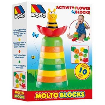 Conjunto de Bloques en Forma de Flor, 10 Piezas, Apto para +12 Meses