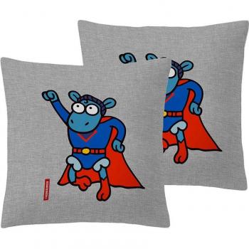 KUKUXUMUSU - 2 Fundas de almohada SUPERMAN 65x65 cm 100% algodón 144 hilos
