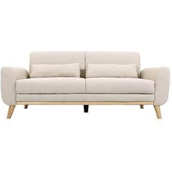 Sofá diseño 3 plazas tejido natural patas roble EKTOR