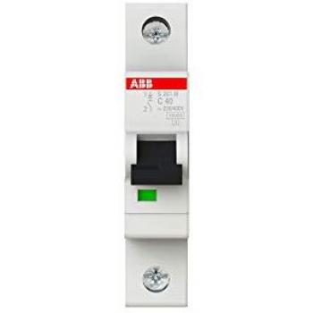 ABB Interruptor automático 1P, 40A, Curva Tipo C, Poder de corte 10 kA S201M-C40, System Pro M Compact, Montaje en Carril