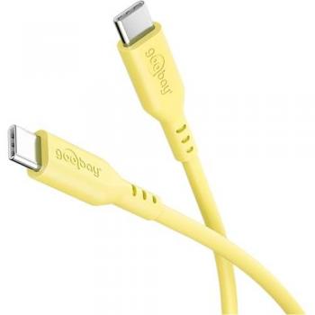 Cable USB-C de Silicona 1.5 m Amarillo - Carga Rápida 60 W PD, Transferencia de Datos 480 Mbit/s, Flexible, Anti-enredos, con Brida de Sujeción