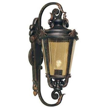 Lámpara de pared Baltimore grande, bronce degradado claro, vidrio ámbar, IP44, E27