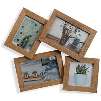 Portafotos Múltiple de Madera Versa 4 Ventanas (34 x 39 cm)