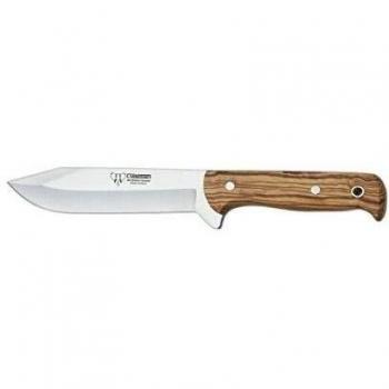 Cuchillo de caza Cudeman 119-L con mango de madera de olivo y hoja de 13 cm. Incluye funda