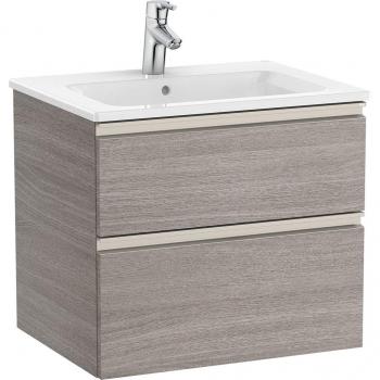 Mueble de baño Roca The Gap con 2 cajones y lavabo central, color Roble City texturizado, medidas 605 x 460 x 537 mm