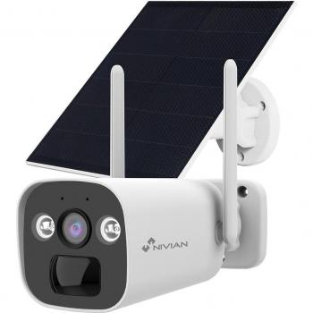 Nivian NV-CAM01-SOLAR4G Cámara de Vigilancia Exterior Bullet 4G LTE con Panel Solar 5W y Batería de Larga Duración, Sensor 2K 2.8mm