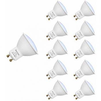 Bombillas LED, GU10 7w Equivalente 60W Halógena, 6000K Blanco Frío, 580Lm, 120 Degree ángulo AC 220-240V, Pack de 10