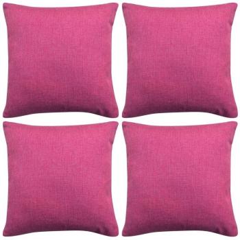 Juego de 4 fundas de almohada Simil-Lino Rosa 80x80 cm