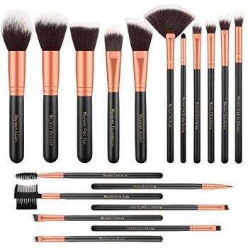 Brochas de Maquillaje, 18 Piezas de Conjuntos de Pinceles de Maquillaje Dorado Rosa, Fibras Sintéticas para Foundation Face Powder Blush Blending Lip Sombra de ojos Eyeliner Make Up Kits de Pinceles