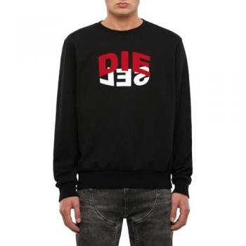 Diesel Men's Regular Fit Black Logo Pullover Sweatshirt - Size L