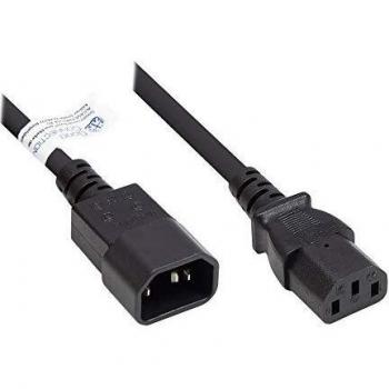 Extensión de dispositivo en frío C14 a C13, negro, 0.5 m, 0.75 mm²