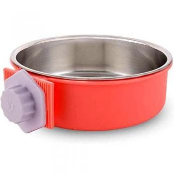 MOACC Comedero Perro Gato Conejo Acero Inoxidable Animales Domésticos Colgantes Jaula Extraíble Acero Inoxidable Alimentos Agua Cuencos para Animales Pequeños